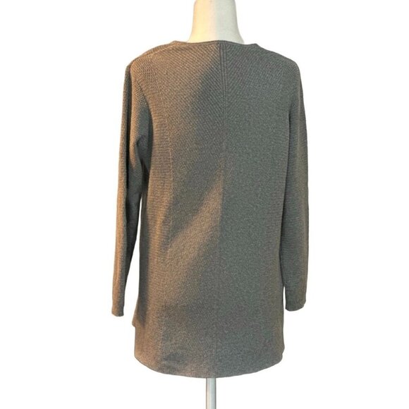 J. Jill Women’s Gray Textured Knit V-Neck Sweater Tunic Size M Cotton Blend - Picture 3 of 9